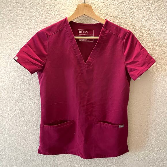 Rare FIGS Women’s Casma Three Pocket Scrub Top XXS Dark Magenta PO 2189 - Picture 1 of 5